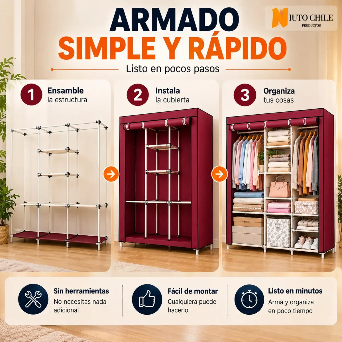 Closet Ropero Armable + Aspiradora Robot de regalo 🎁